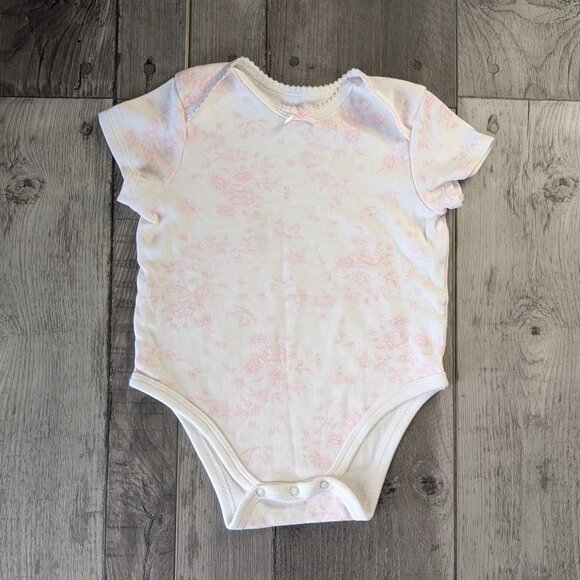 Little Me, Floral Print Onesie, Pink White, Sz 12M - Picture 1 of 7